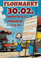 Flohmarkt Flyer im Retro/Vintage Stil in einer Cartoon/Comic Variante